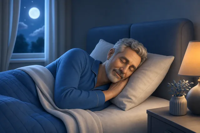 Hombre de más de 55 años durmiendo tranquilo toda la noche